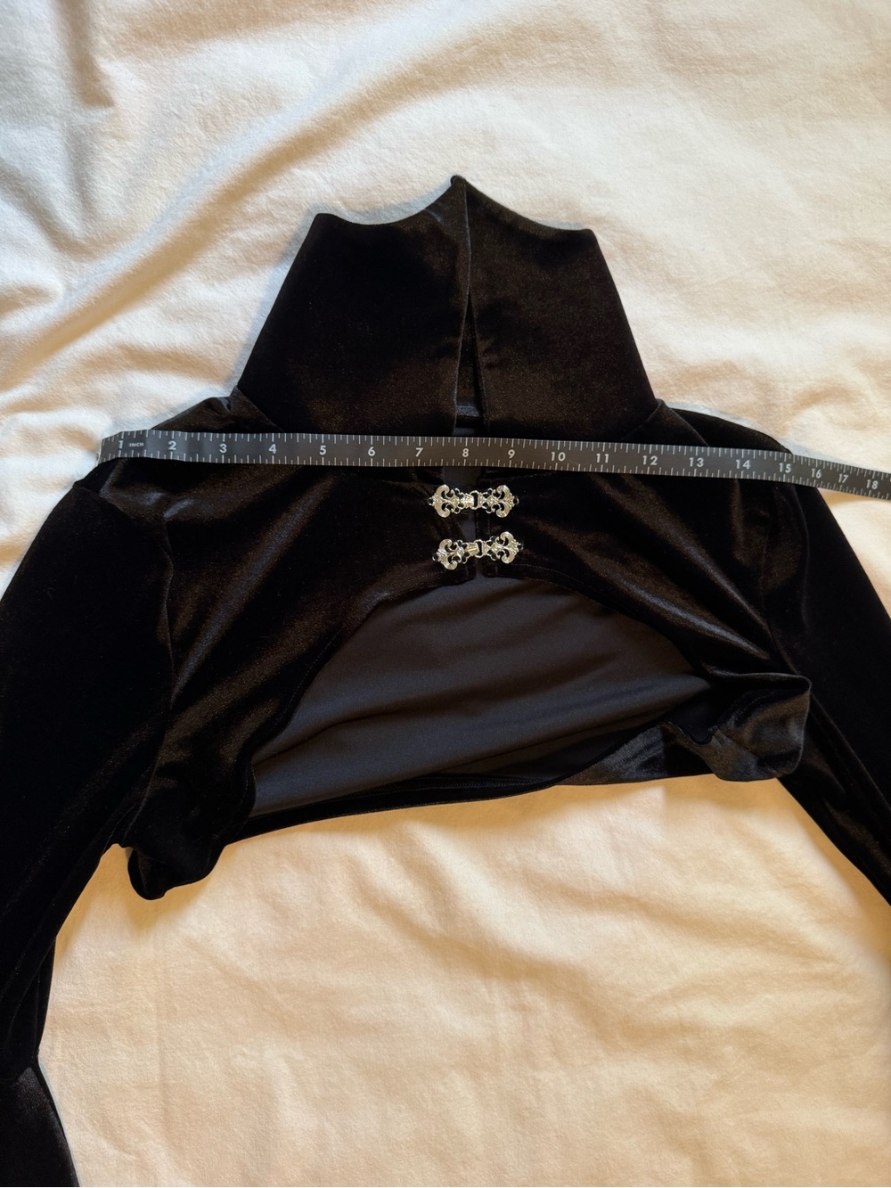 Black Velvet Bolero Shrug with Decorative Clasps